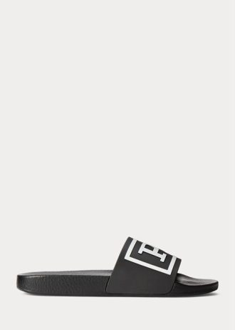 Black / White Men’s Ralph Lauren Logo Slippers