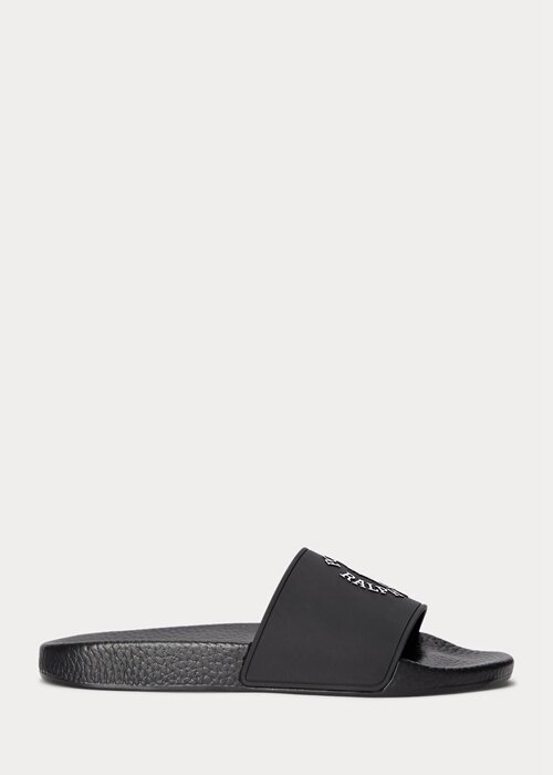 Black / White Men’s Ralph Lauren Logo Slippers Black / White Men’s Ralph Lauren Logo Slippers
