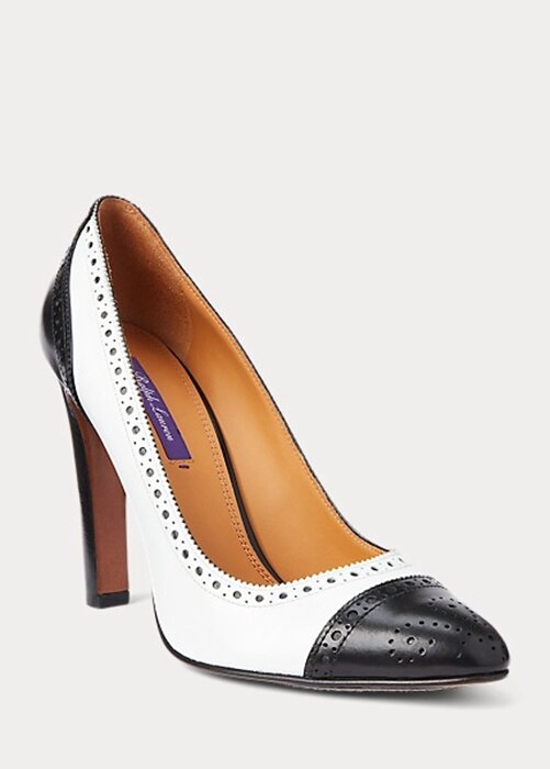 Black / White Women’s Ralph Lauren Ainsley Color-Blocked Calfskin Heels Black / White Women’s Ralph Lauren Ainsley Color-Blocked Calfskin Heels