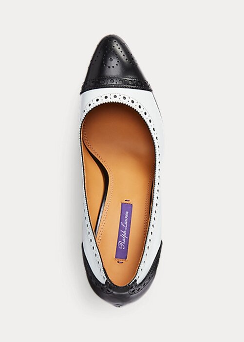 Black / White Women’s Ralph Lauren Ainsley Color-Blocked Calfskin Heels Black / White Women’s Ralph Lauren Ainsley Color-Blocked Calfskin Heels