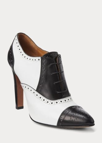 Black / White Women’s Ralph Lauren Cerri Color-Blocked Calfskin Boots Black / White Women’s Ralph Lauren Cerri Color-Blocked Calfskin Boots