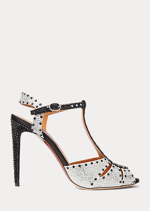 Black / White Women’s Ralph Lauren Vasile Embellished Satin Heels Black / White Women’s Ralph Lauren Vasile Embellished Satin Heels