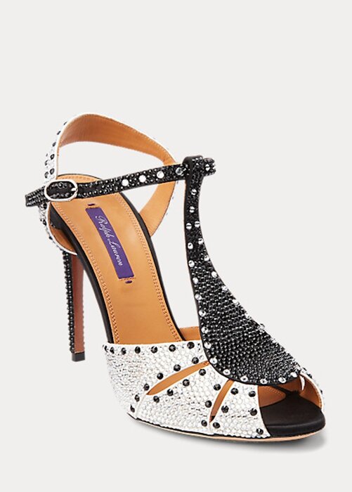 Black / White Women’s Ralph Lauren Vasile Embellished Satin Heels Black / White Women’s Ralph Lauren Vasile Embellished Satin Heels