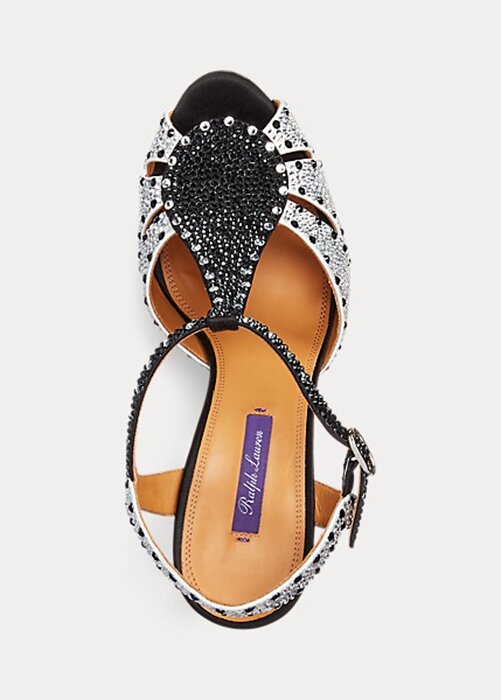 Black / White Women’s Ralph Lauren Vasile Embellished Satin Heels Black / White Women’s Ralph Lauren Vasile Embellished Satin Heels