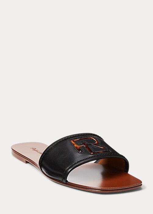Black Women’s Ralph Lauren Andela Burnished Calfskin Sandals Black Women’s Ralph Lauren Andela Burnished Calfskin Sandals