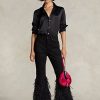Black Women’s Ralph Lauren Beaded Feather-Trim High-Rise Flare Jeans Black Women’s Ralph Lauren Beaded Feather-Trim High-Rise Flare Jeans