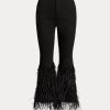 Black Women’s Ralph Lauren Beaded Feather-Trim High-Rise Flare Jeans Black Women’s Ralph Lauren Beaded Feather-Trim High-Rise Flare Jeans