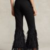 Black Women’s Ralph Lauren Beaded Feather-Trim High-Rise Flare Jeans Black Women’s Ralph Lauren Beaded Feather-Trim High-Rise Flare Jeans
