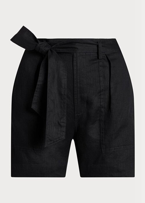 Black Women’s Ralph Lauren Belted Linen Shorts Black Women’s Ralph Lauren Belted Linen Shorts