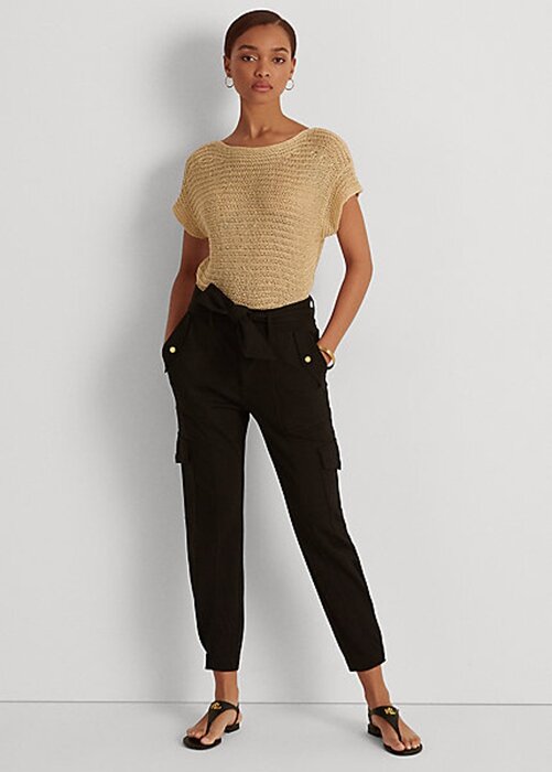 Black Women’s Ralph Lauren Belted Ponte Cargo Pants Black Women’s Ralph Lauren Belted Ponte Cargo Pants