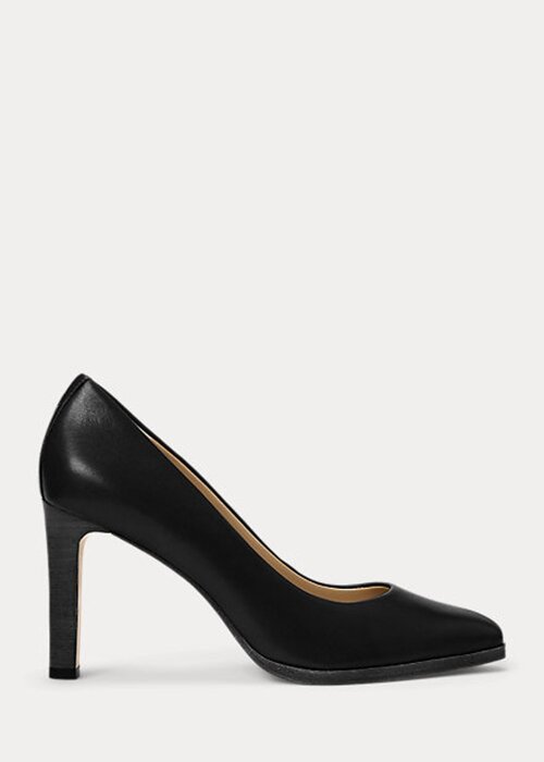 Black Women’s Ralph Lauren Camila Burnished Leather Heels Black Women’s Ralph Lauren Camila Burnished Leather Heels