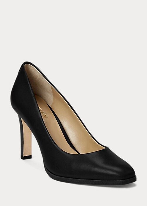 Black Women’s Ralph Lauren Camila Burnished Leather Heels Black Women’s Ralph Lauren Camila Burnished Leather Heels