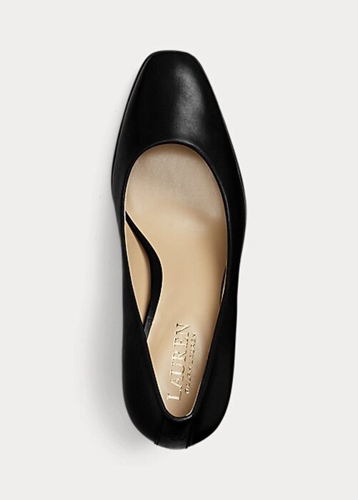 Black Women’s Ralph Lauren Camila Burnished Leather Heels Black Women’s Ralph Lauren Camila Burnished Leather Heels