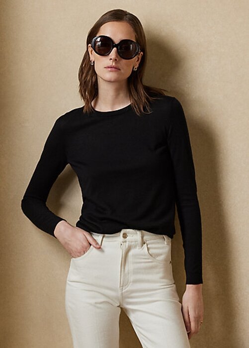 Black Women’s Ralph Lauren Cashmere Crewneck Sweaters Black Women’s Ralph Lauren Cashmere Crewneck Sweaters