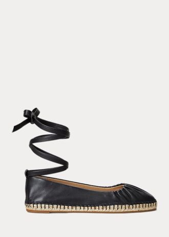 Black Women’s Ralph Lauren Cecilia Nappa Leather Lace-Up Flat Shoes Black Women’s Ralph Lauren Cecilia Nappa Leather Lace-Up Flat Shoes