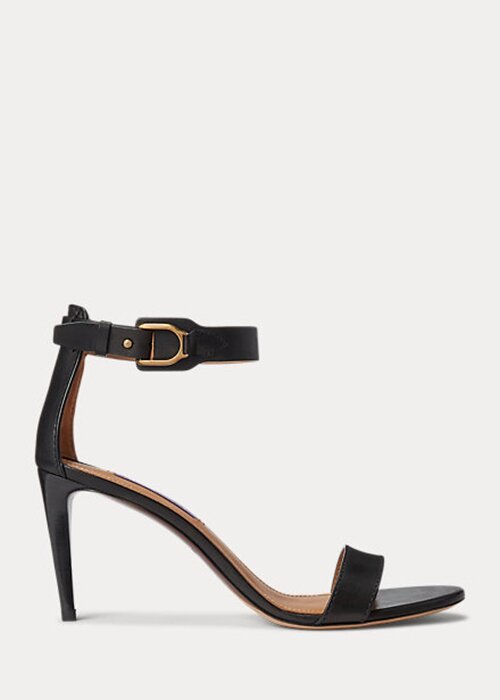 Black Women’s Ralph Lauren Channing Welington Burnished Sandals Black Women’s Ralph Lauren Channing Welington Burnished Sandals