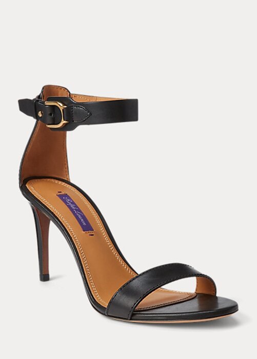 Black Women’s Ralph Lauren Channing Welington Burnished Sandals Black Women’s Ralph Lauren Channing Welington Burnished Sandals
