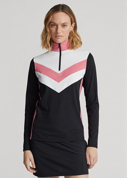 Black Women’s Ralph Lauren Chevron-stripe Quarter-zip Pullover Sweatshirts Black Women’s Ralph Lauren Chevron-stripe Quarter-zip Pullover Sweatshirts