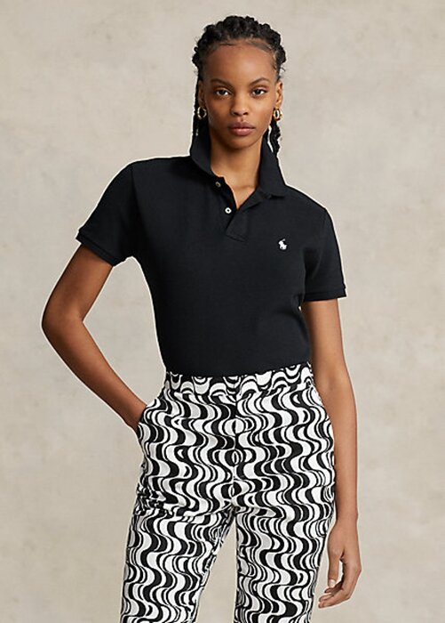 Black Women’s Ralph Lauren Classic Fit Mesh Polo Shirts Black Women’s Ralph Lauren Classic Fit Mesh Polo Shirts