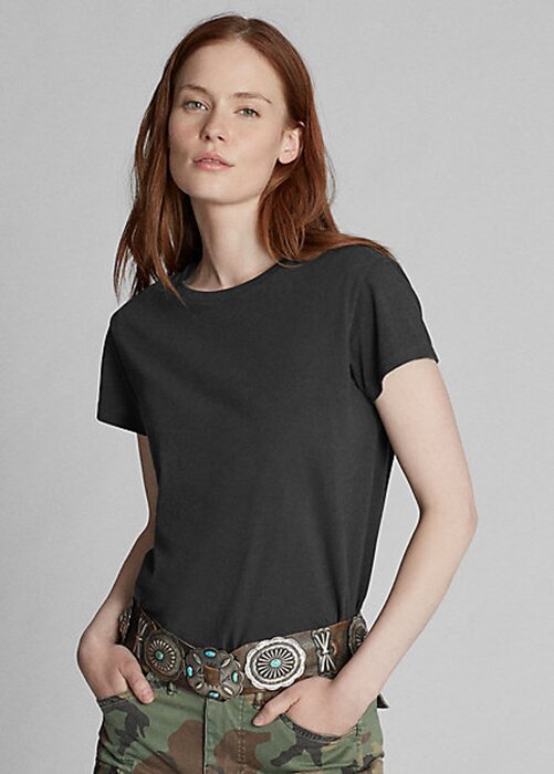 Black Women’s Ralph Lauren Cotton Jersey Crewneck T Shirts Black Women’s Ralph Lauren Cotton Jersey Crewneck T Shirts