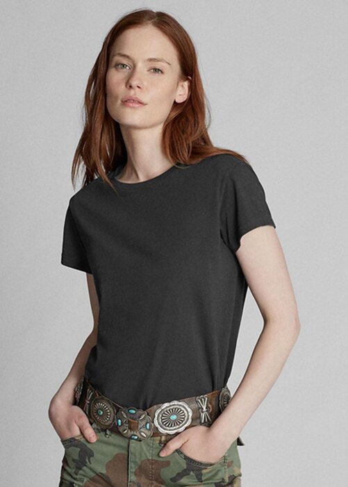 Black Women’s Ralph Lauren Cotton Jersey Crewneck T Shirts Black Women’s Ralph Lauren Cotton Jersey Crewneck T Shirts