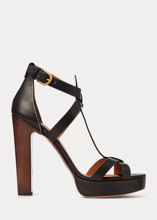 Black Women’s Ralph Lauren Dakota Burnished Calfskin Sandals Black Women’s Ralph Lauren Dakota Burnished Calfskin Sandals