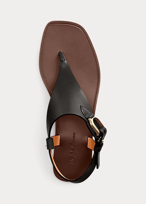 Black Women’s Ralph Lauren Delancie Welington Calfskin Sandals Black Women’s Ralph Lauren Delancie Welington Calfskin Sandals