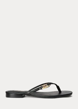 Black Women’s Ralph Lauren Emalia Nappa Leather Flip Flops Black Women’s Ralph Lauren Emalia Nappa Leather Flip Flops