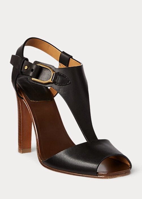 Black Women’s Ralph Lauren Emilie Welington Calfskin Sandals Black Women’s Ralph Lauren Emilie Welington Calfskin Sandals