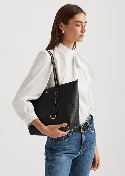 Black Women’s Ralph Lauren Faux-Leather Small Tote Bags Black Women’s Ralph Lauren Faux-Leather Small Tote Bags