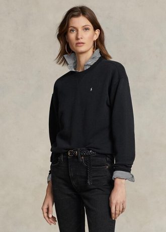 Black Women’s Ralph Lauren Fleece Crewneck Pullover Sweatshirts Black Women’s Ralph Lauren Fleece Crewneck Pullover Sweatshirts