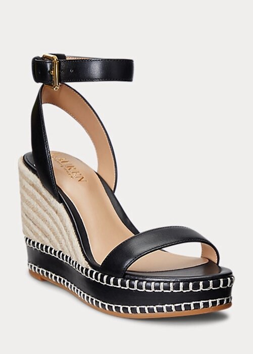 Black Women’s Ralph Lauren Hilarie Leather Espadrille Black Women’s Ralph Lauren Hilarie Leather Espadrille