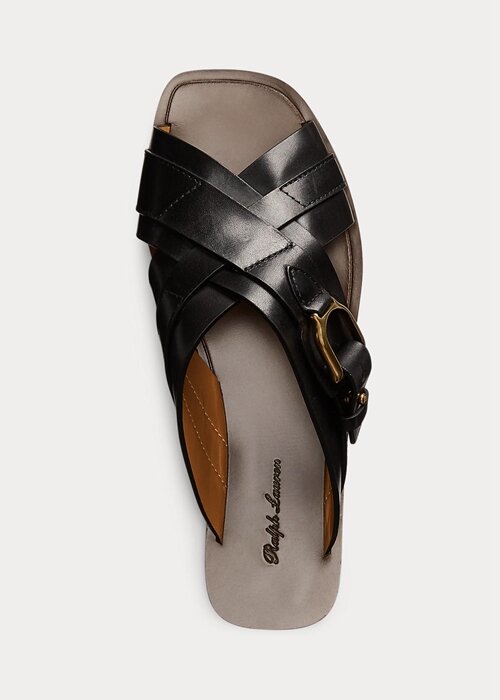 Black Women’s Ralph Lauren Jacie Calfskin Stirrup Sandals Black Women’s Ralph Lauren Jacie Calfskin Stirrup Sandals