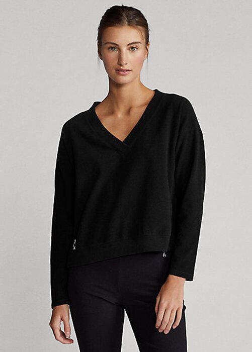 Black Women’s Ralph Lauren Jersey V-Neck Sweatshirts Black Women’s Ralph Lauren Jersey V-Neck Sweatshirts