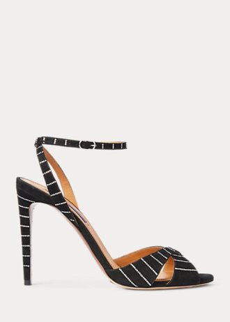 Black Women’s Ralph Lauren Kandice Embellished Goat-Suede Sandals