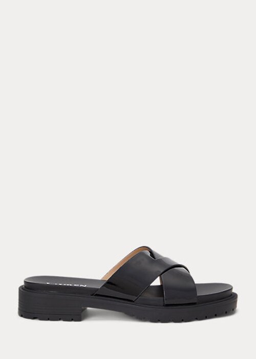 Black Women’s Ralph Lauren Kelsie Patent Leather Slippers Black Women’s Ralph Lauren Kelsie Patent Leather Slippers
