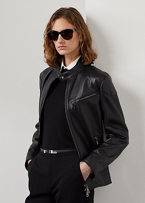 Black Women’s Ralph Lauren Keven Lambskin Biker Jackets Black Women’s Ralph Lauren Keven Lambskin Biker Jackets