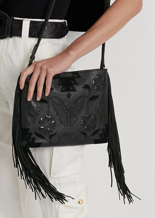 Black Women’s Ralph Lauren Leather Medium Elaina Crossbody Bags Black Women’s Ralph Lauren Leather Medium Elaina Crossbody Bags