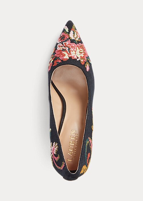 Black Women’s Ralph Lauren Lindella II Needlepoint & Suede Heels Black Women’s Ralph Lauren Lindella II Needlepoint & Suede Heels