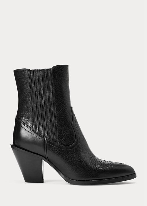 Black Women’s Ralph Lauren Lowrey Leather Cowboy Boots Black Women’s Ralph Lauren Lowrey Leather Cowboy Boots