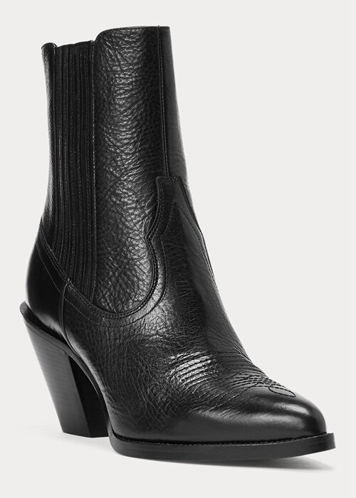 Black Women’s Ralph Lauren Lowrey Leather Cowboy Boots Black Women’s Ralph Lauren Lowrey Leather Cowboy Boots