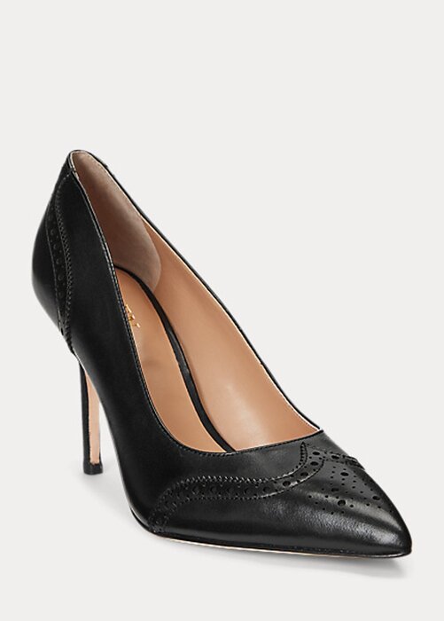 Black Women’s Ralph Lauren Lynden Burnished Leather Heels Black Women’s Ralph Lauren Lynden Burnished Leather Heels
