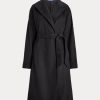 Black Women’s Ralph Lauren Peak-Lapel Wool-Blend Wrap Coats Black Women’s Ralph Lauren Peak-Lapel Wool-Blend Wrap Coats