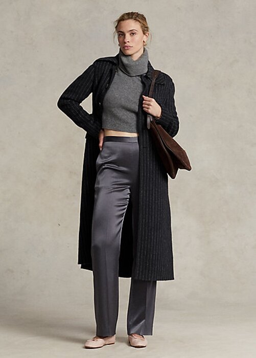 Black Women’s Ralph Lauren Pinstripe Double-Faced Coats Black Women’s Ralph Lauren Pinstripe Double-Faced Coats