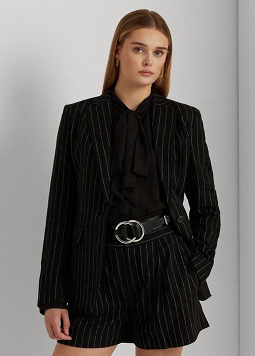 Black Women’s Ralph Lauren Pinstripe Linen-blend Twill Blazers Black Women’s Ralph Lauren Pinstripe Linen-blend Twill Blazers