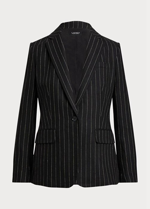 Black Women’s Ralph Lauren Pinstripe Linen-blend Twill Blazers Black Women’s Ralph Lauren Pinstripe Linen-blend Twill Blazers