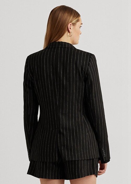 Black Women’s Ralph Lauren Pinstripe Linen-blend Twill Blazers Black Women’s Ralph Lauren Pinstripe Linen-blend Twill Blazers