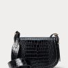 Black Women’s Ralph Lauren Polo ID Croc-Embossed Saddle Bags Black Women’s Ralph Lauren Polo ID Croc-Embossed Saddle Bags