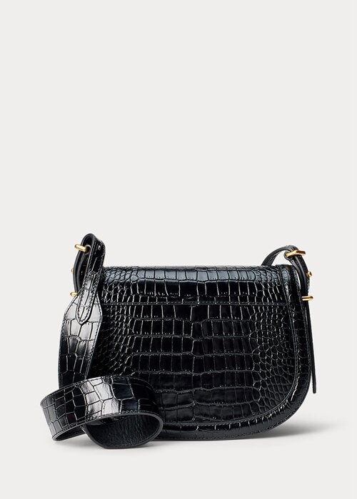 Black Women’s Ralph Lauren Polo ID Croc-Embossed Saddle Bags Black Women’s Ralph Lauren Polo ID Croc-Embossed Saddle Bags