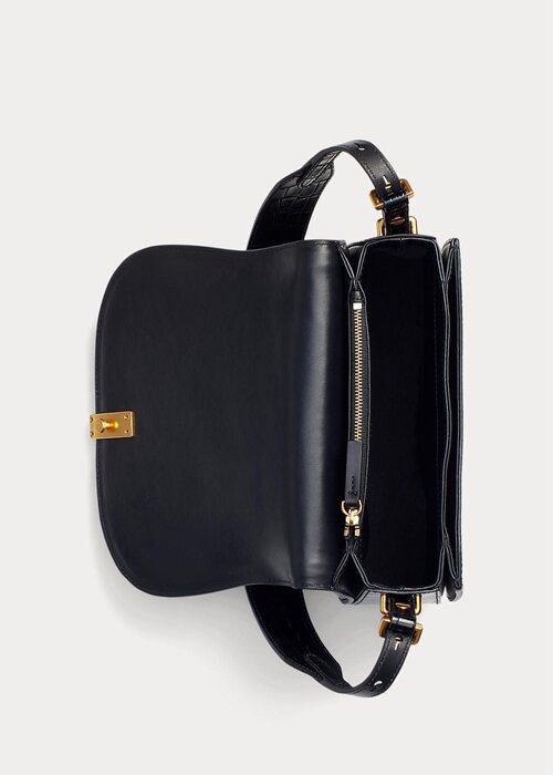 Black Women’s Ralph Lauren Polo ID Croc-Embossed Saddle Bags Black Women’s Ralph Lauren Polo ID Croc-Embossed Saddle Bags